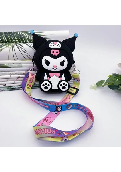 Sevimli Sanrio Kuromi Karikatür Silikon Para Çantası Para Çantası Sevimli Çocuklar Omuz Çantası Bebek Mini Depolama Doğum Günü Hediye Anime Dollor: Black Kuromi (Yurt Dışından)
