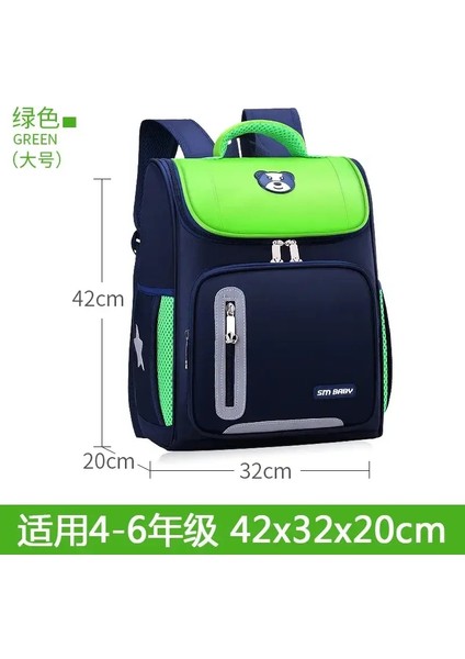 Çocuklar Sırt Çantası Büyük Kapasiteli Erkek Kız Ilköğretim Okul Çantası Genç Öğrenciler Omuz Çantası Omurga Koruma Yük Azaltma Renk: Çim Yeşili-L (Yurt Dışından)
