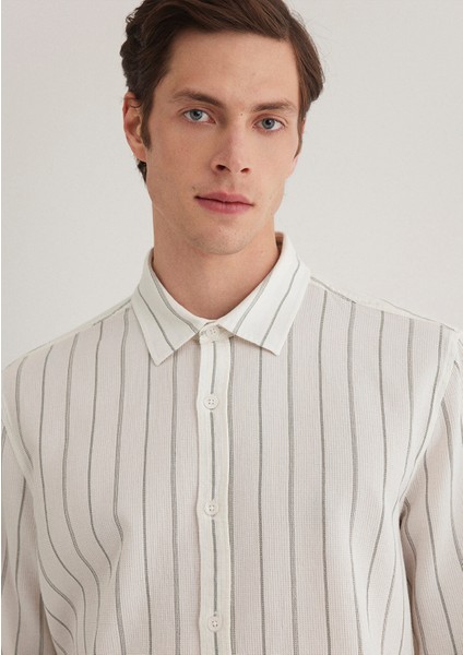 Haki Çizgili Gömlek 0211384-80692