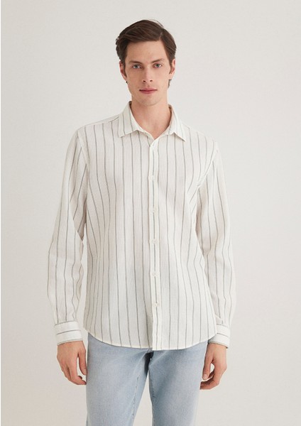 Haki Çizgili Gömlek 0211384-80692