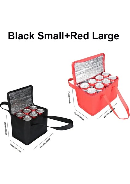 Taşınabilir Öğle Yemeği Soğutucu Çanta Katlanır Yalıtım Piknik Buz Paketi Gıda Termal Torba Içecek Taşıyıcı Yalıtımlı Torba Bira Teslim Torbası Renk: 132F-SIYAH S Kırmızı L (Yurt Dışından)