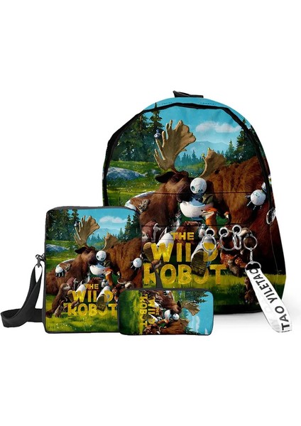 Trendy Gençlik Yabani Robot 3D Baskı 3pcs/set Çocuklar Öğrenci Seyahat Çantaları Ana Zincir Küçük Sırt Çantası Omuz Çantası Kalem Kılıfı: Sky Mavisi (Yurt Dışından)