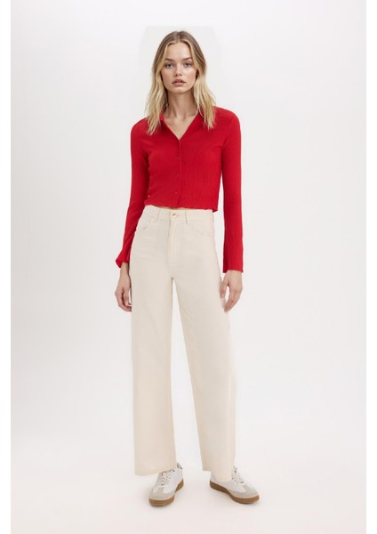 Coool Fitted Basic Düz Bürümcük Uzun Kollu Crop Gömlek A0012AX25SP fiyatları