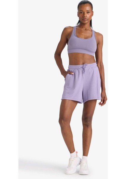 Fit Standart Fit Sporcu Kısa Paça Ribana Şort F6898AX25SM