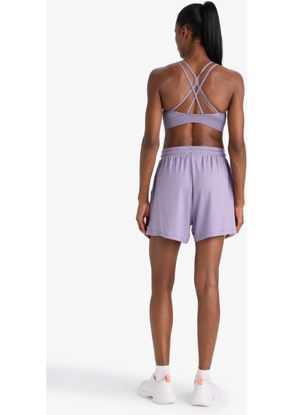 Fit Standart Fit Sporcu Kısa Paça Ribana Şort F6898AX25SM