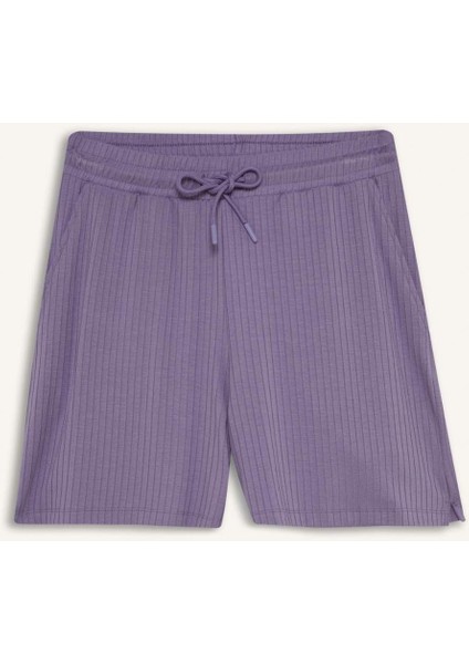 Fit Standart Fit Sporcu Kısa Paça Ribana Şort F6898AX25SM