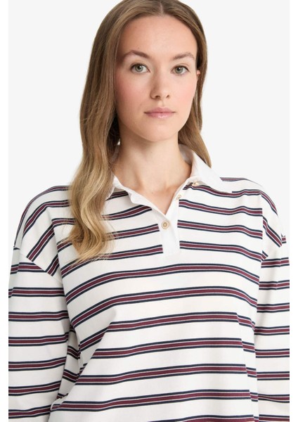 Regular Fit Polo Yaka Çizgili Uzun Kollu Tunik F7338AX25AU fırsatları