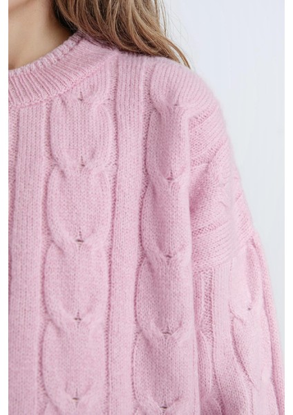 Kız Çocuk Crop Bisiklet Yaka Saç Örgülü Triko Kazak C9731A824AU