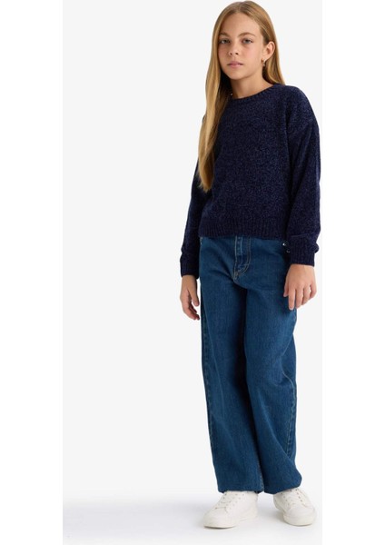 Kız Çocuk Bisiklet Yaka Şönil Triko Kazak F2619A825WN modelleri