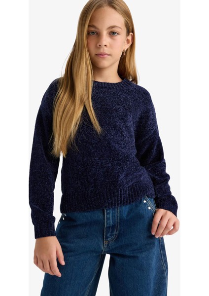 Kız Çocuk Bisiklet Yaka Şönil Triko Kazak F2619A825WN indirimleri