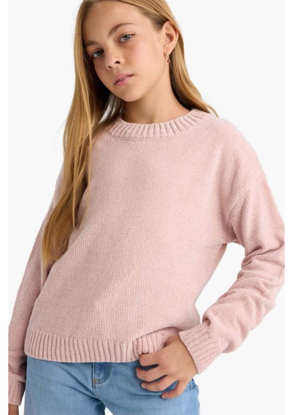 Kız Çocuk Bisiklet Yaka Şönil Triko Kazak F2619A825WN modelleri