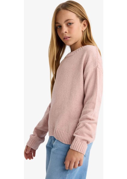 Kız Çocuk Bisiklet Yaka Şönil Triko Kazak F2619A825WN