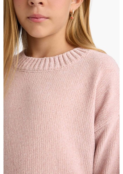 Kız Çocuk Bisiklet Yaka Şönil Triko Kazak F2619A825WN