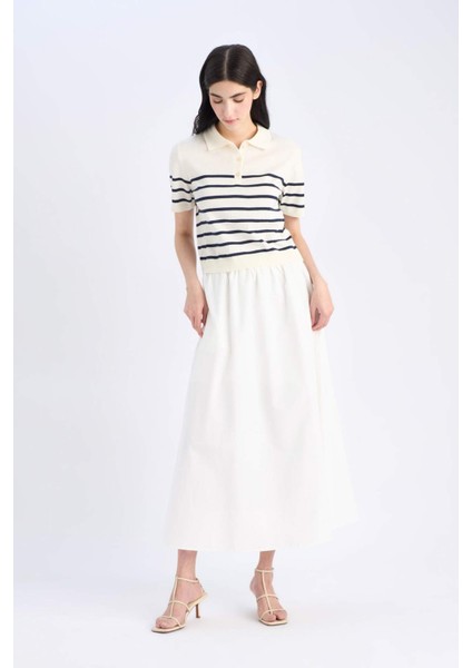 A Kesim Normal Bel Yarım Astar Poplin Midi Etek E8700AX25SP modelleri