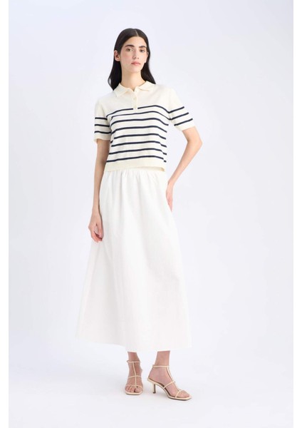 A Kesim Normal Bel Yarım Astar Poplin Midi Etek E8700AX25SP fırsatları