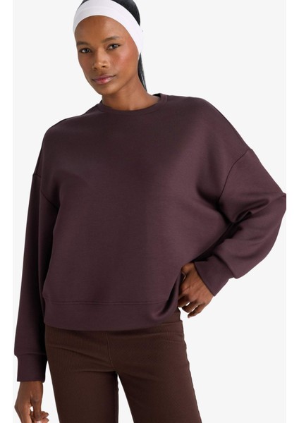 Oversize Geniş Kalıp Bisiklet Yaka Modal Sporcu Sweatshirt E8954AX25AU