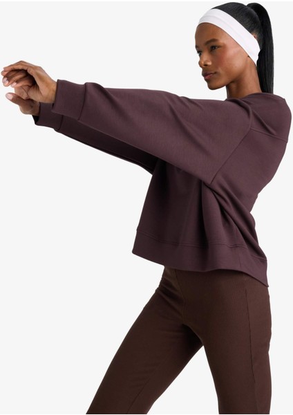 Oversize Geniş Kalıp Bisiklet Yaka Modal Sporcu Sweatshirt E8954AX25AU fırsatları