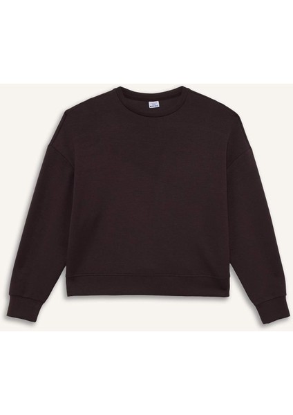 Oversize Geniş Kalıp Bisiklet Yaka Modal Sporcu Sweatshirt E8954AX25AU