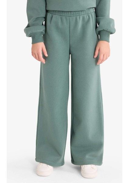 Kız Çocuk 2'li Takım Baskılı Yarım Fermuarlı Sweatshirt Geniş Paça Eşofman Altı fırsatları