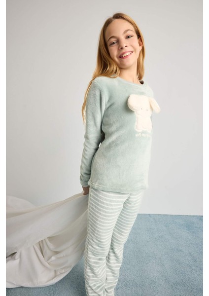Kız Çocuk Pijama Takımı Polar Uzun Kollu Üst Uzun Alt D1087A825WN fiyatları