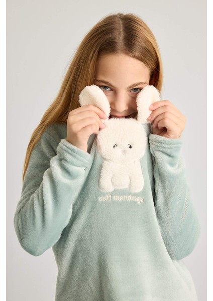 Kız Çocuk Pijama Takımı Polar Uzun Kollu Üst Uzun Alt D1087A825WN modelleri