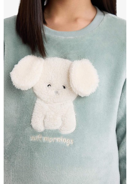 Kız Çocuk Pijama Takımı Polar Uzun Kollu Üst Uzun Alt D1087A825WN