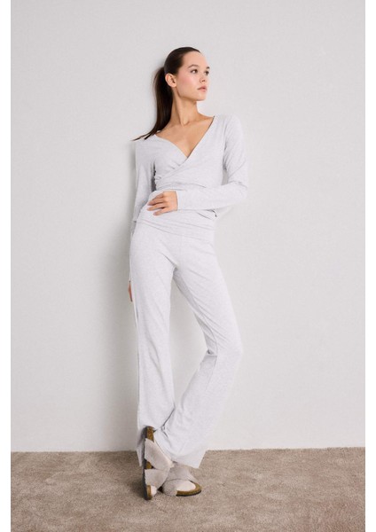 Kuşaklı Uzun Kollu Tişört-Fall in Love Loungewear F8572AX25WN fiyatları