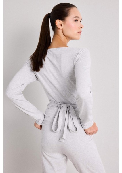 Kuşaklı Uzun Kollu Tişört-Fall in Love Loungewear F8572AX25WN modelleri