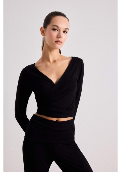 Kuşaklı Uzun Kollu Tişört-Fall in Love Loungewear F8572AX25WN