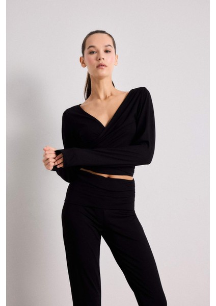 Kuşaklı Uzun Kollu Tişört-Fall in Love Loungewear F8572AX25WN modelleri