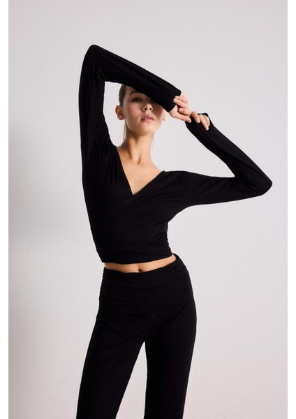 Kuşaklı Uzun Kollu Tişört-Fall in Love Loungewear F8572AX25WN fırsatları