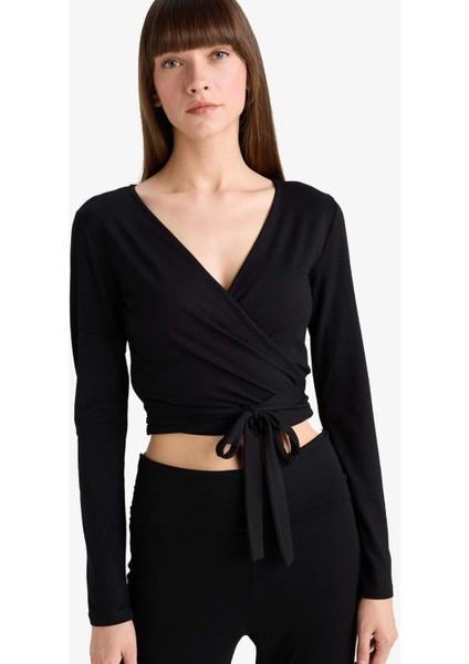 Kuşaklı Uzun Kollu Tişört-Fall in Love Loungewear F8572AX25WN indirimleri