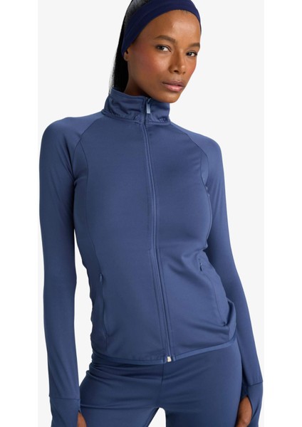 Fit Fitted Vücuda Oturan Ultra Soft Dik Yaka Çift Cepli Parmak Detaylı Fermuarlı Spor Hırka B3985AX25AU fırsatları