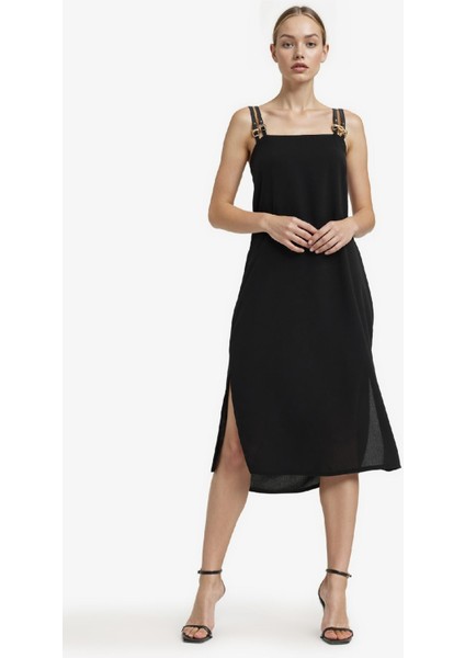 Kare Yaka Krep Kısa Kollu Midi Elbise G1528AX25AU indirimleri