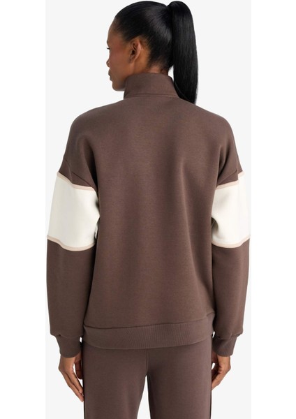 Fit NBA New York Knicks Oversize Geniş Kalıp Yarım Fermuarlı Sporcu Sweatshirt