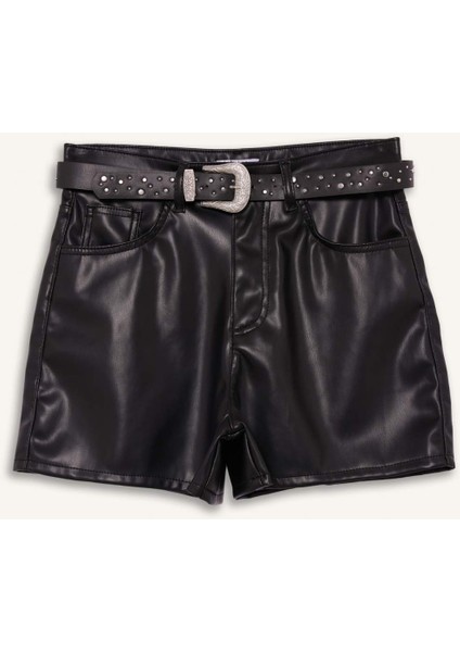 Normal Bel Kısa Paça Suni Deri Şort G1666AX25WN