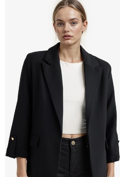 Oversize Geniş Kalıp Ceket Yaka Basic Blazer Ceket C3215AX25AU