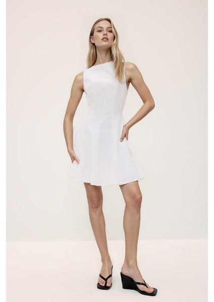 Kayık Yaka Kolsuz Mini Elbise F2692AX25SP