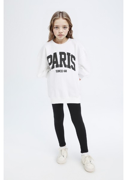 Kız Çocuk 2'li Takım Baskılı Sweatshirt Uzun Tayt D6453A8NS fiyatları