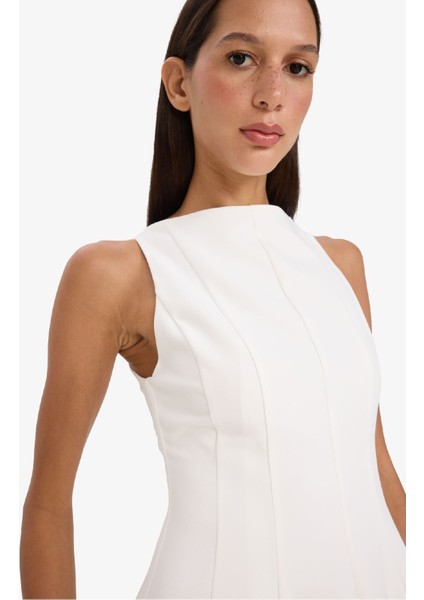 Kayık Yaka Kolsuz Mini Elbise F2692AX25SP