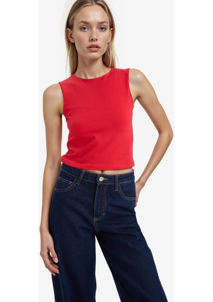 Regular Fit Basic Düz Bisiklet Yaka Kırmızı Atlet F3534AX25SM modelleri