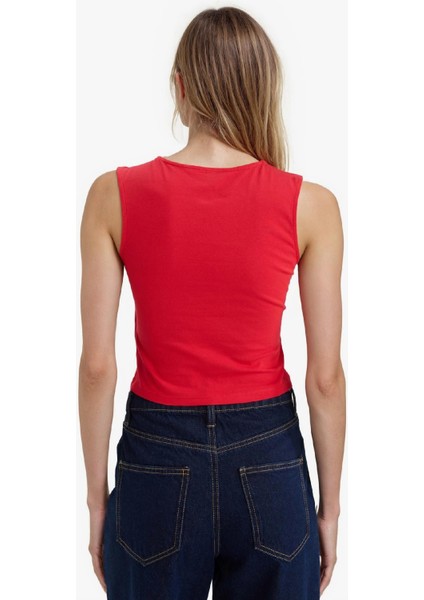 Regular Fit Basic Düz Bisiklet Yaka Kırmızı Atlet F3534AX25SM fırsatları