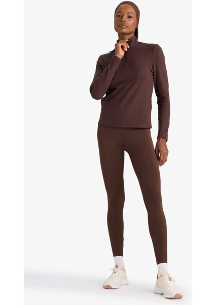 Fit Toparlayıcı Yüksek Bel İçi Yumuşak Tüylü Beli Saran Basic Düz Sporcu Tayt W8206AZ25AU fiyatları