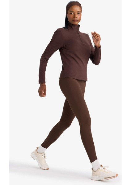 Fit Toparlayıcı Yüksek Bel İçi Yumuşak Tüylü Beli Saran Basic Düz Sporcu Tayt W8206AZ25AU fırsatları