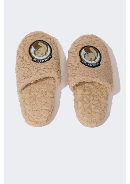 Kadın Tembel Hayvan Temalı Düz Taban Pelüş Ev Terliği D9179AX24AU