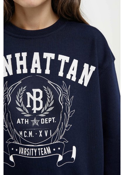 Kız Çocuk Relax Fit Bisiklet Yaka Baskılı Sweatshirt D6493A8NS indirimleri