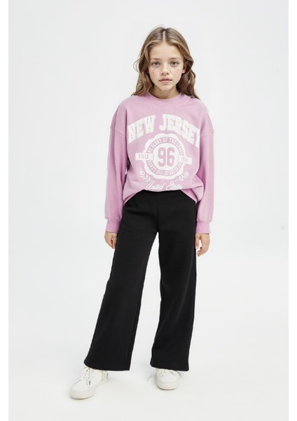 Kız Çocuk Relax Fit Bisiklet Yaka Baskılı Sweatshirt D6494A8NS fiyatları