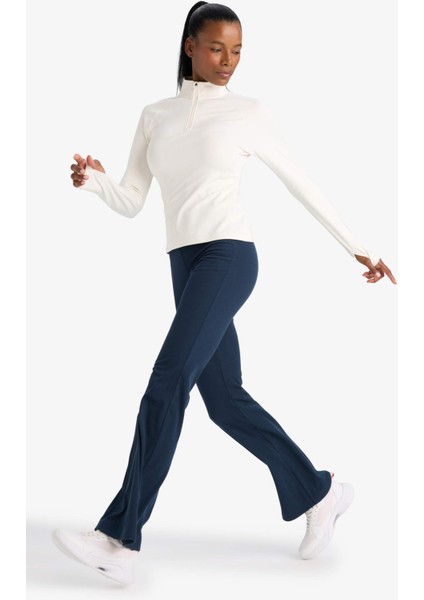 Fit Flare Fit Toparlayıcı Yüksek Bel İspanyol Paça Standart Boy Ribana Sporcu Pantolon F5040AX25WN