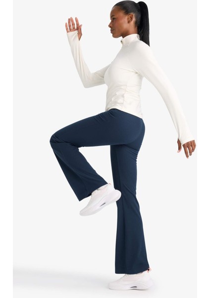 Fit Flare Fit Toparlayıcı Yüksek Bel İspanyol Paça Standart Boy Ribana Sporcu Pantolon F5040AX25WN fiyatları