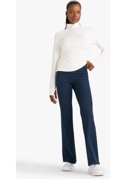 Fit Flare Fit Toparlayıcı Yüksek Bel İspanyol Paça Standart Boy Ribana Sporcu Pantolon F5040AX25WN modelleri